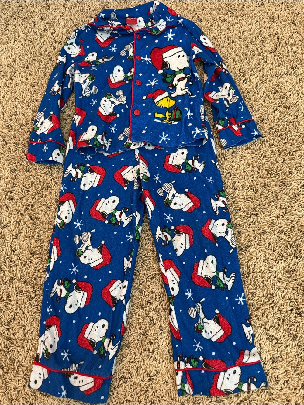 Peanuts Blue Snoopy & Woodstock Holiday Pajama Set